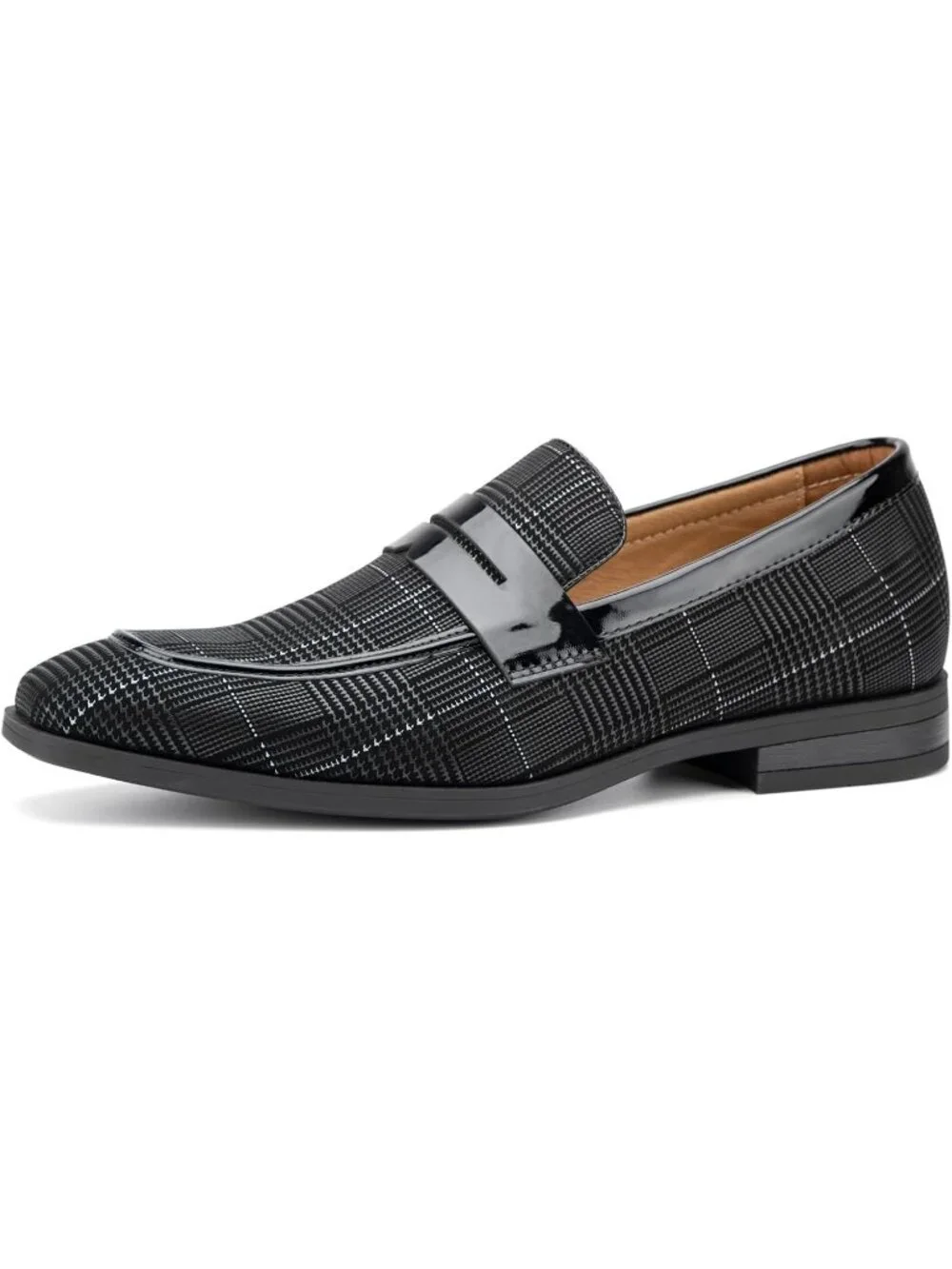 Men's Black32 Rubber Velvet Loafers Low Heels Round Toe Tuxedo Wedding Shoes